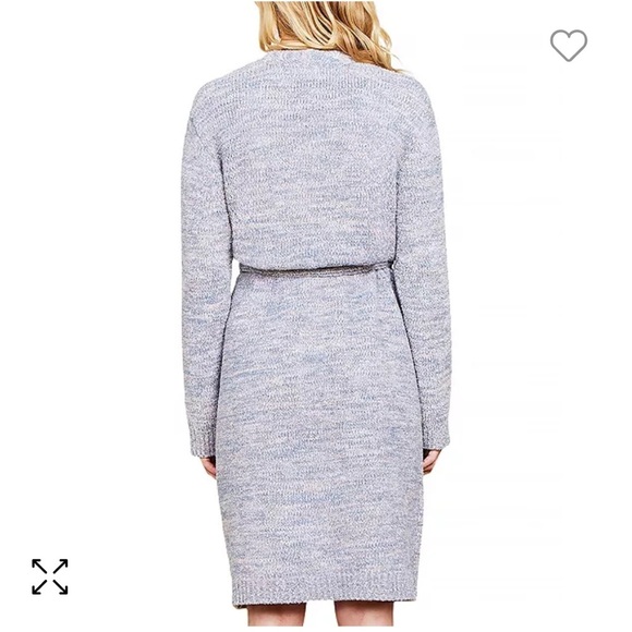 BAREFOOT DREAMS Cozy Chic Heather Pink Clay Gray Marled Tie Midi Robe NWT - Picture 5 of 13